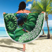 Tui Bird Koru Silver Fern Aotearoa Beach Blanket