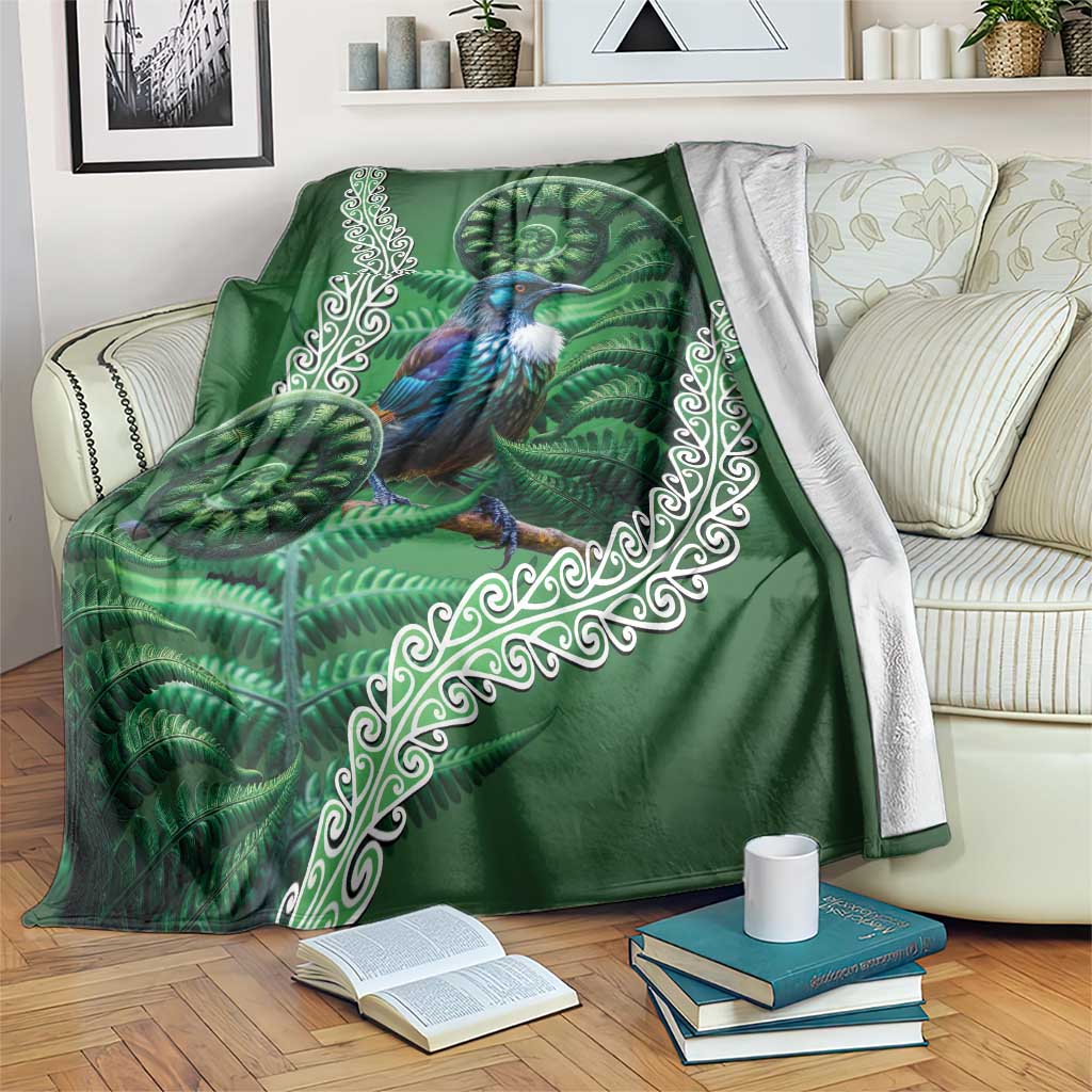 Tui Bird Koru Silver Fern Aotearoa Blanket