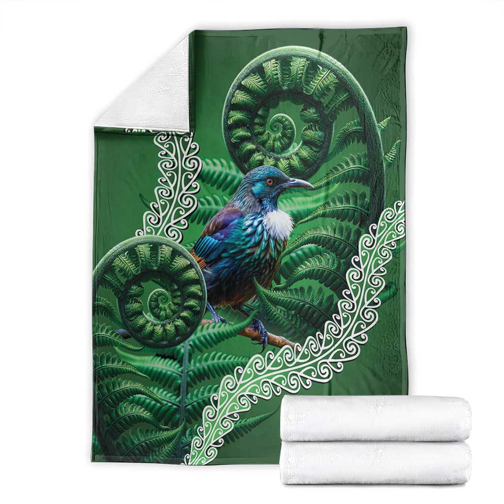Tui Bird Koru Silver Fern Aotearoa Blanket