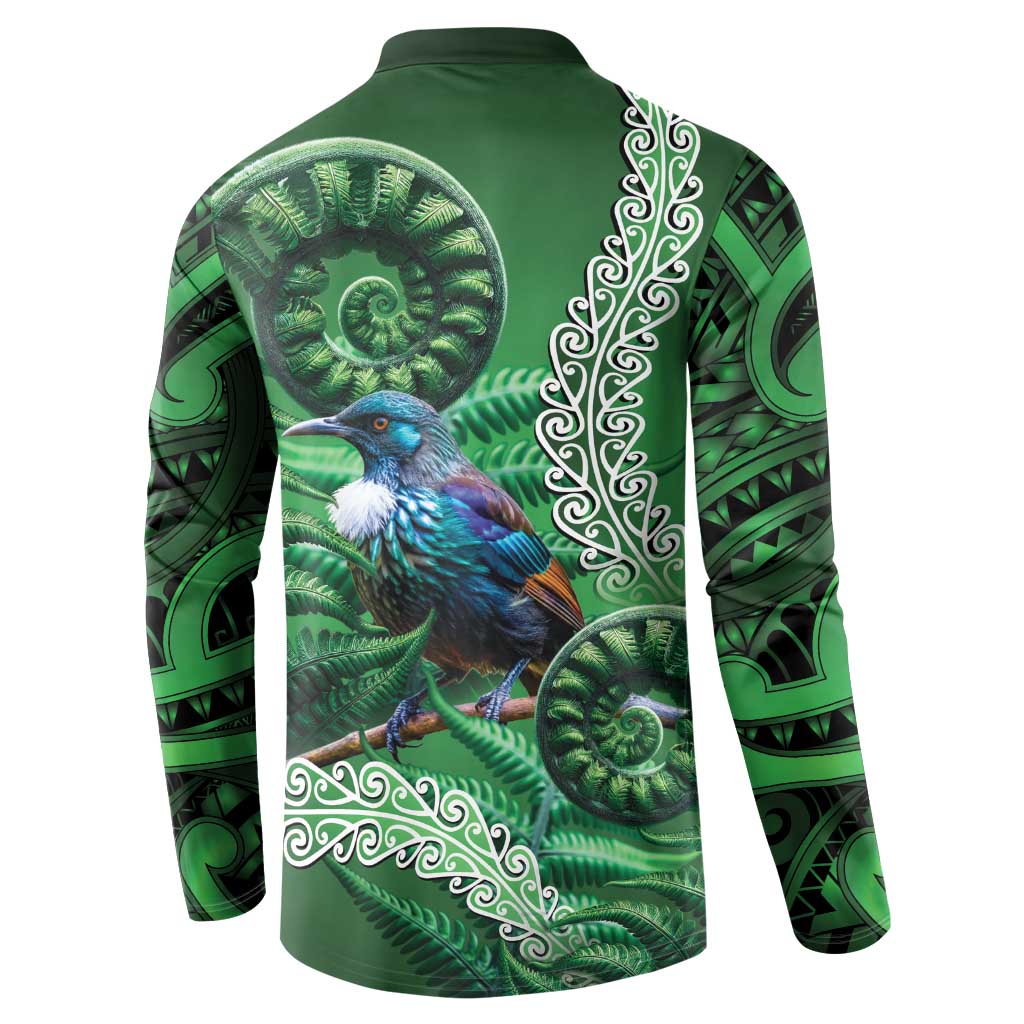 Tui Bird Koru Silver Fern Aotearoa Button Sweatshirt