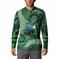 Tui Bird Koru Silver Fern Aotearoa Button Sweatshirt