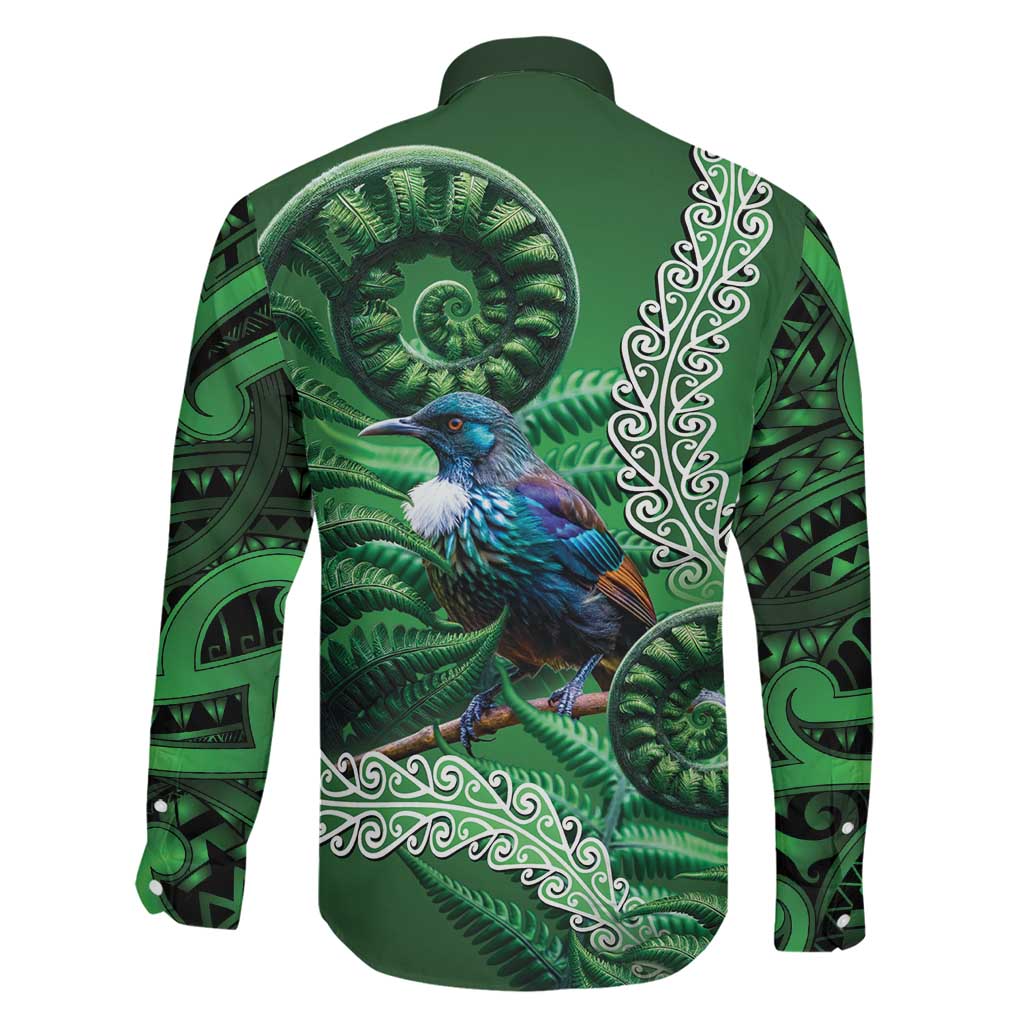 Tui Bird Koru Silver Fern Aotearoa Family Matching Off The Shoulder Long Sleeve Dress and Hawaiian Shirt LT9 - Polynesian Pride