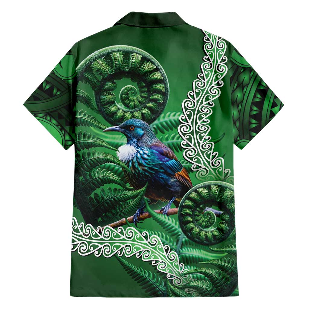 Tui Bird Koru Silver Fern Aotearoa Family Matching Short Sleeve Bodycon Dress and Hawaiian Shirt LT9 - Polynesian Pride
