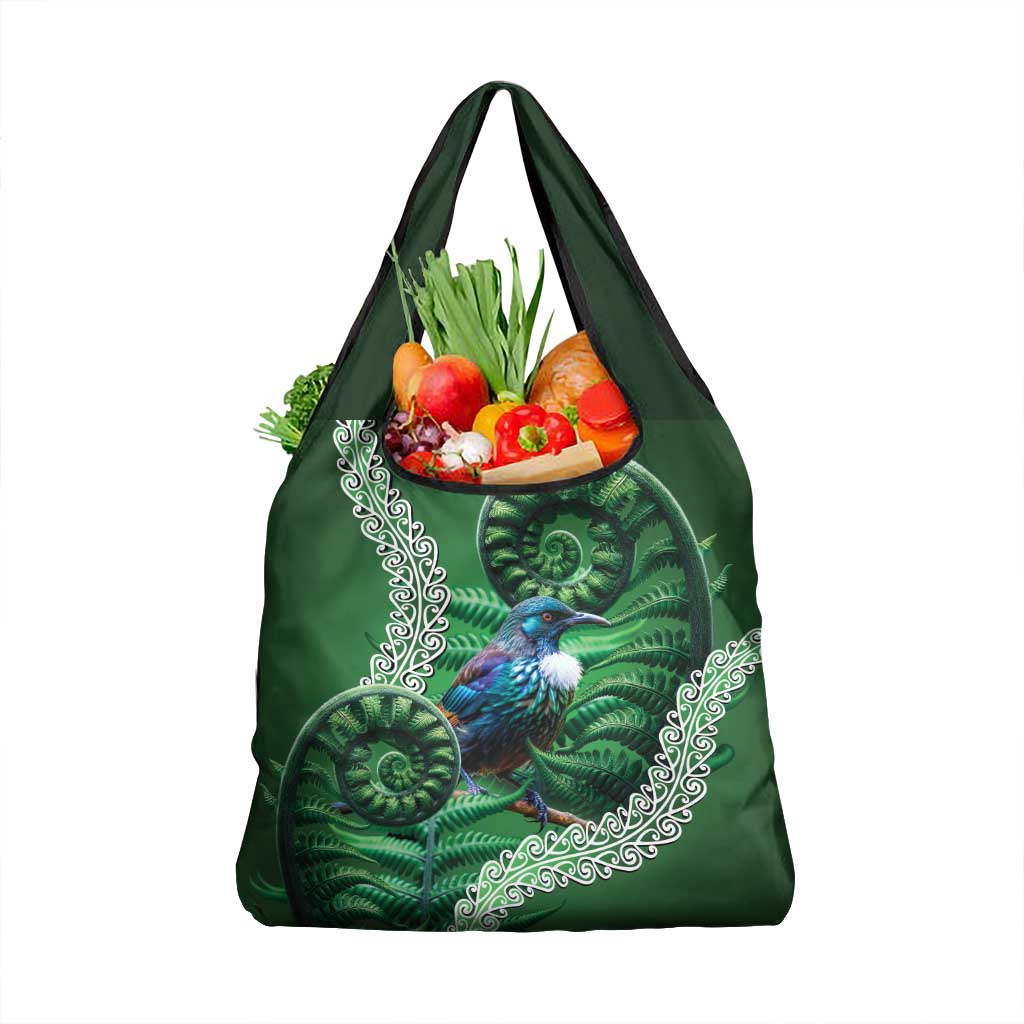 Tui Bird Koru Silver Fern Aotearoa Grocery Bag