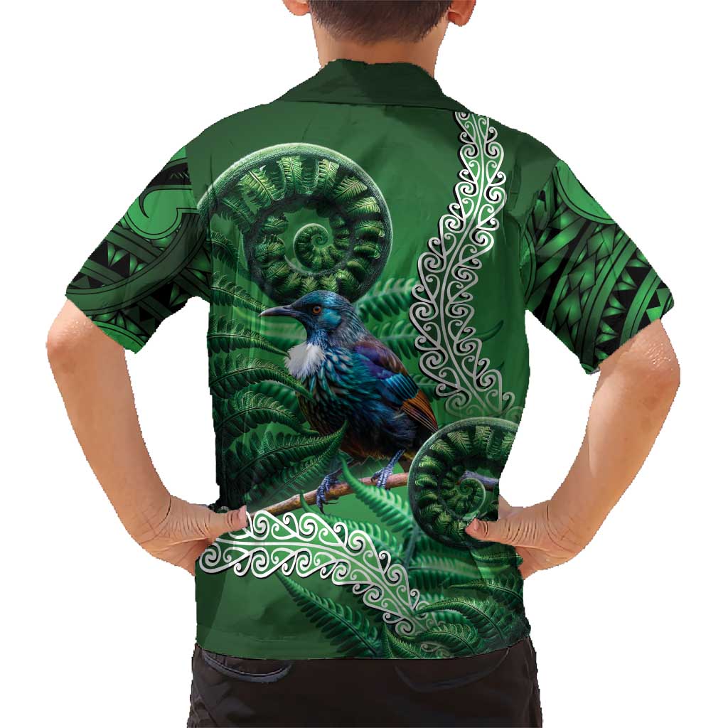 Tui Bird Koru Silver Fern Aotearoa Hawaiian Shirt