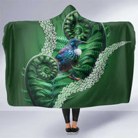Tui Bird Koru Silver Fern Aotearoa Hooded Blanket