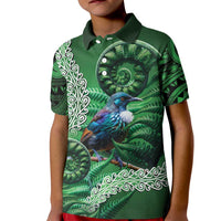 Tui Bird Koru Silver Fern Aotearoa Kid Polo Shirt