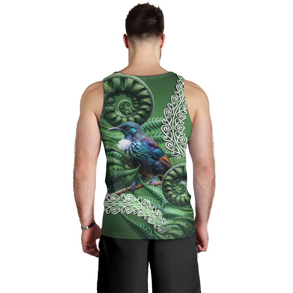 Tui Bird Koru Silver Fern Aotearoa Men Tank Top