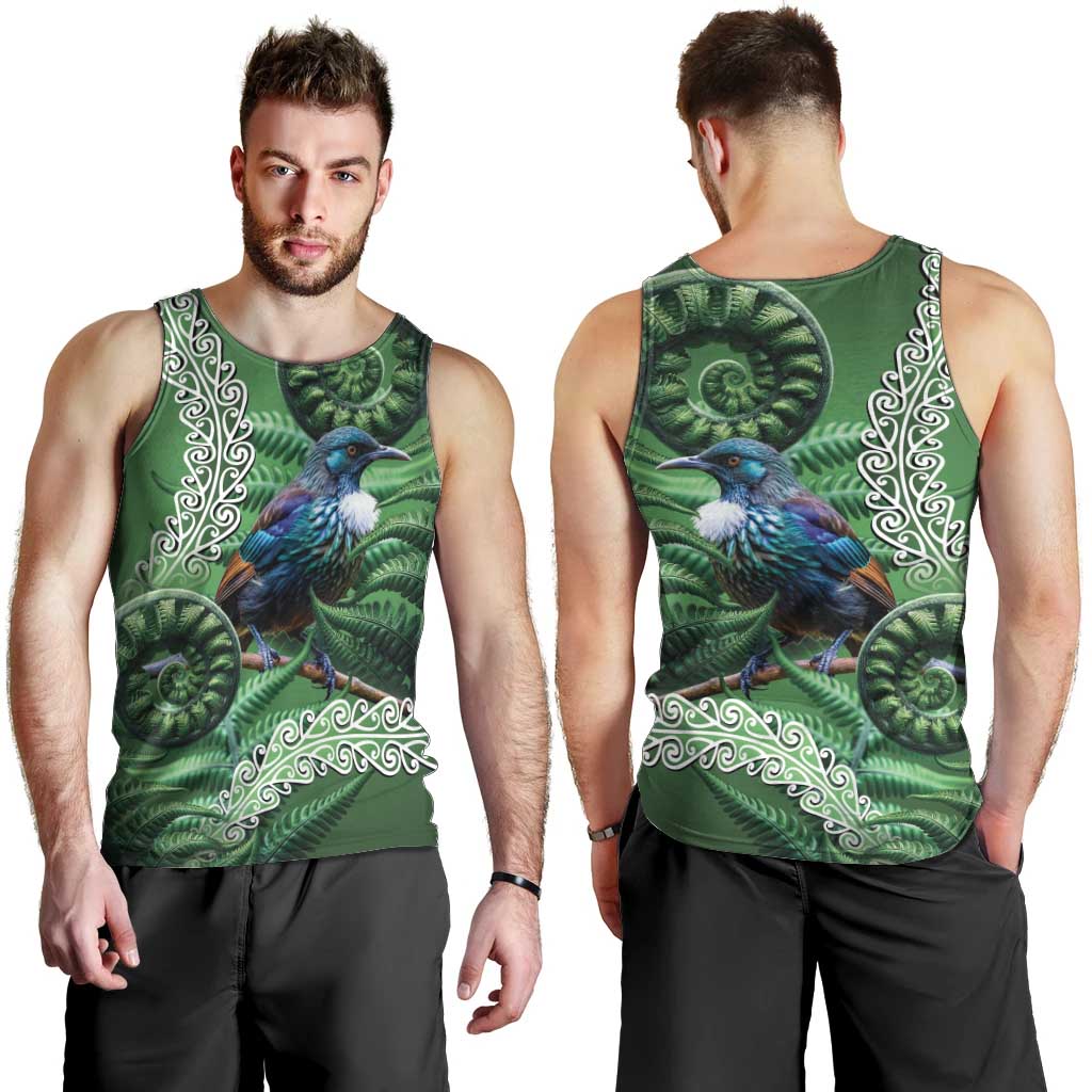 Tui Bird Koru Silver Fern Aotearoa Men Tank Top