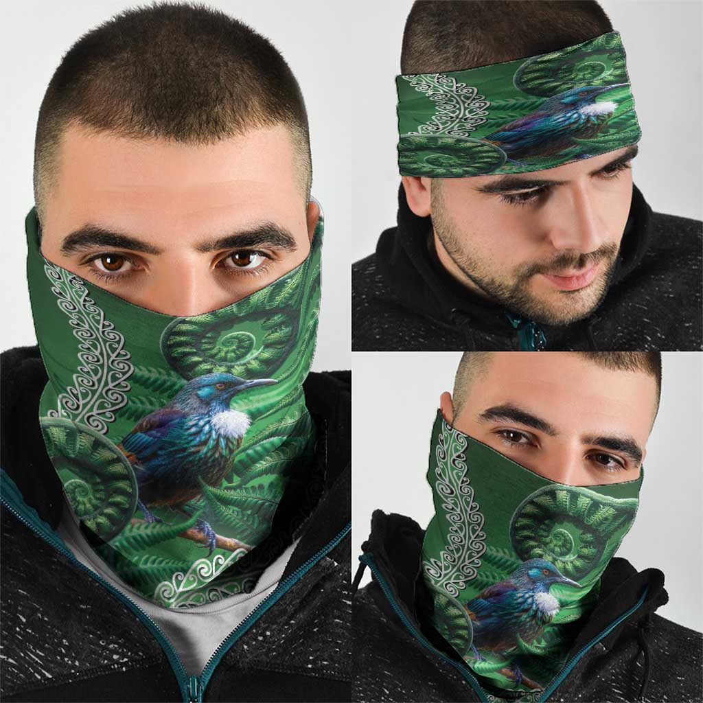 Tui Bird Koru Silver Fern Aotearoa Neck Gaiter