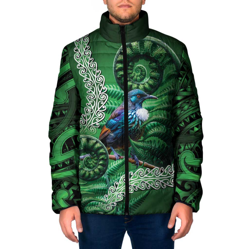 Tui Bird Koru Silver Fern Aotearoa Padded Jacket