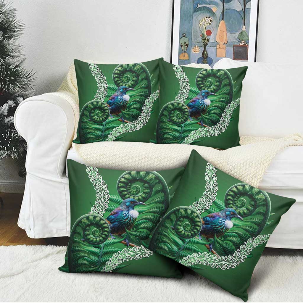 Tui Bird Koru Silver Fern Aotearoa Pillow Cover