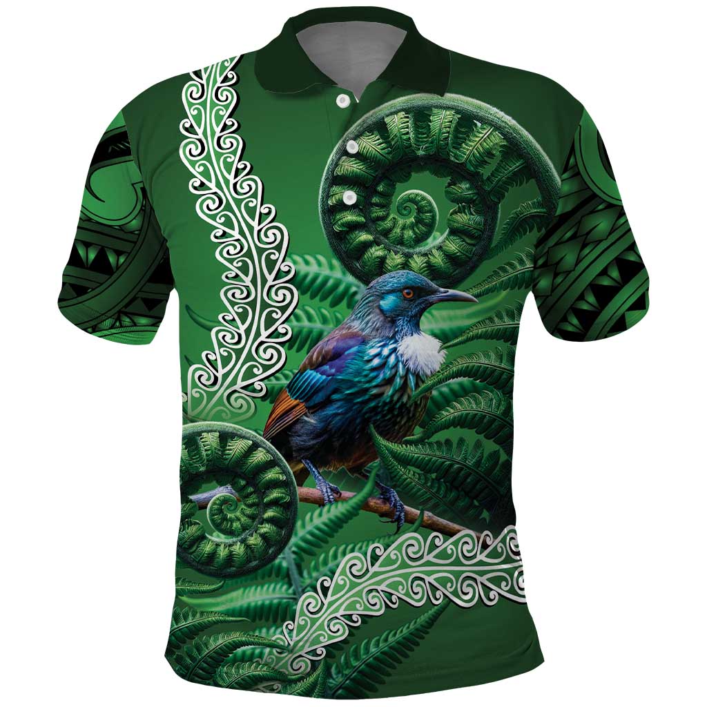 Tui Bird Koru Silver Fern Aotearoa Polo Shirt