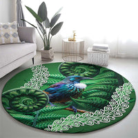 Tui Bird Koru Silver Fern Aotearoa Round Carpet
