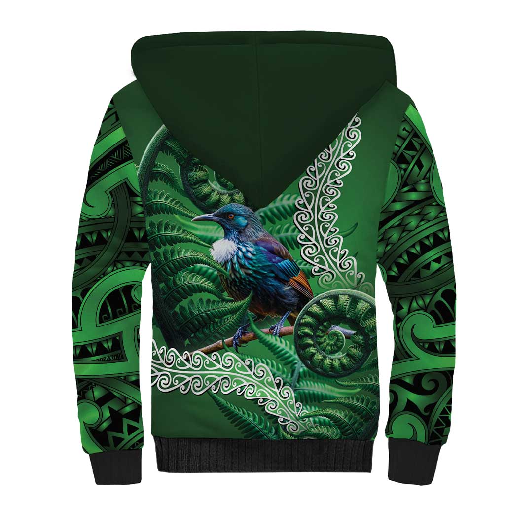 Tui Bird Koru Silver Fern Aotearoa Sherpa Hoodie