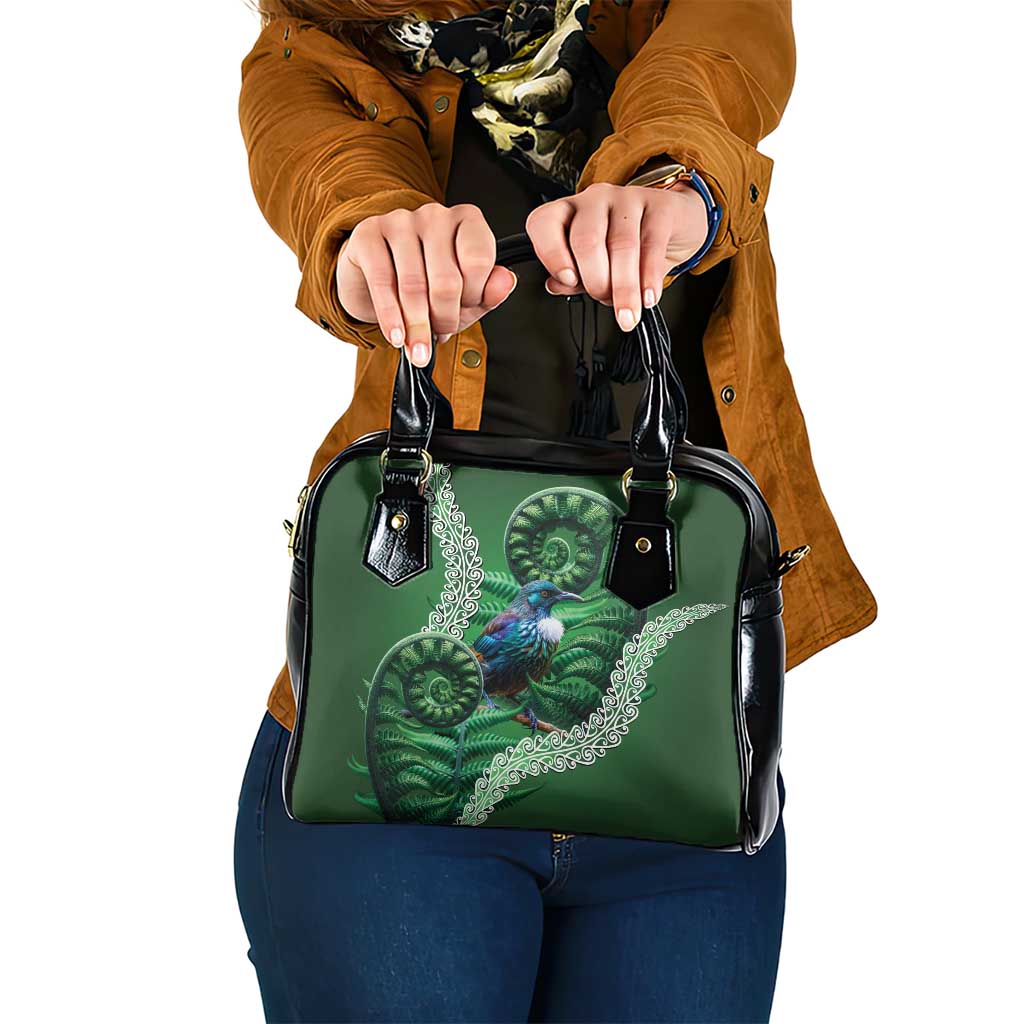 Tui Bird Koru Silver Fern Aotearoa Shoulder Handbag