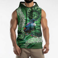 Tui Bird Koru Silver Fern Aotearoa Sleeveless Hoodie