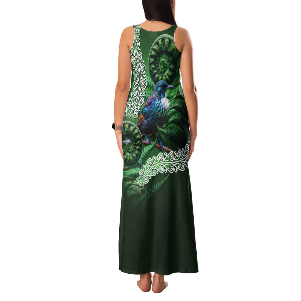 Tui Bird Koru Silver Fern Aotearoa Tank Maxi Dress