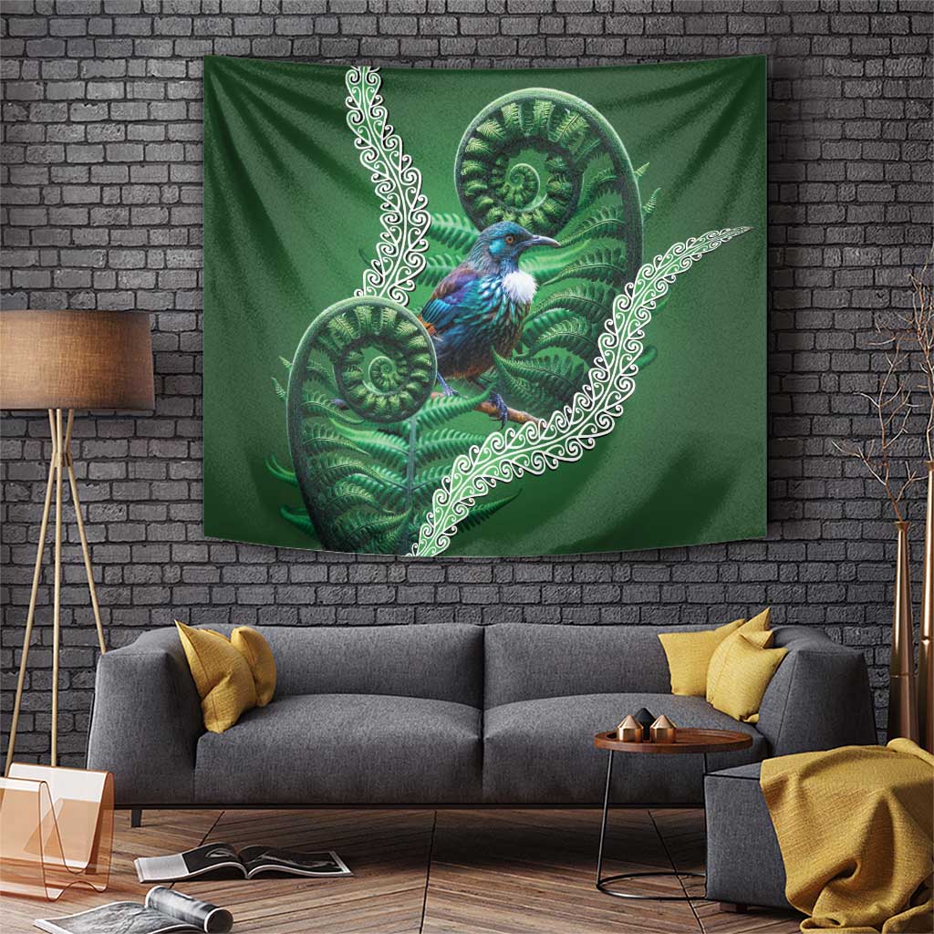 Tui Bird Koru Silver Fern Aotearoa Tapestry