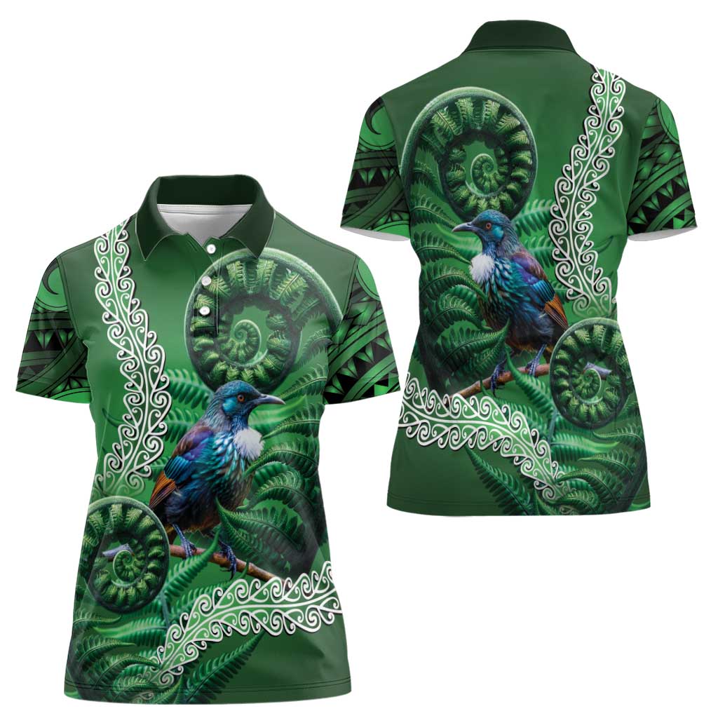 Tui Bird Koru Silver Fern Aotearoa Women Polo Shirt