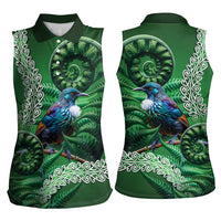 Tui Bird Koru Silver Fern Aotearoa Women Sleeveless Polo Shirt