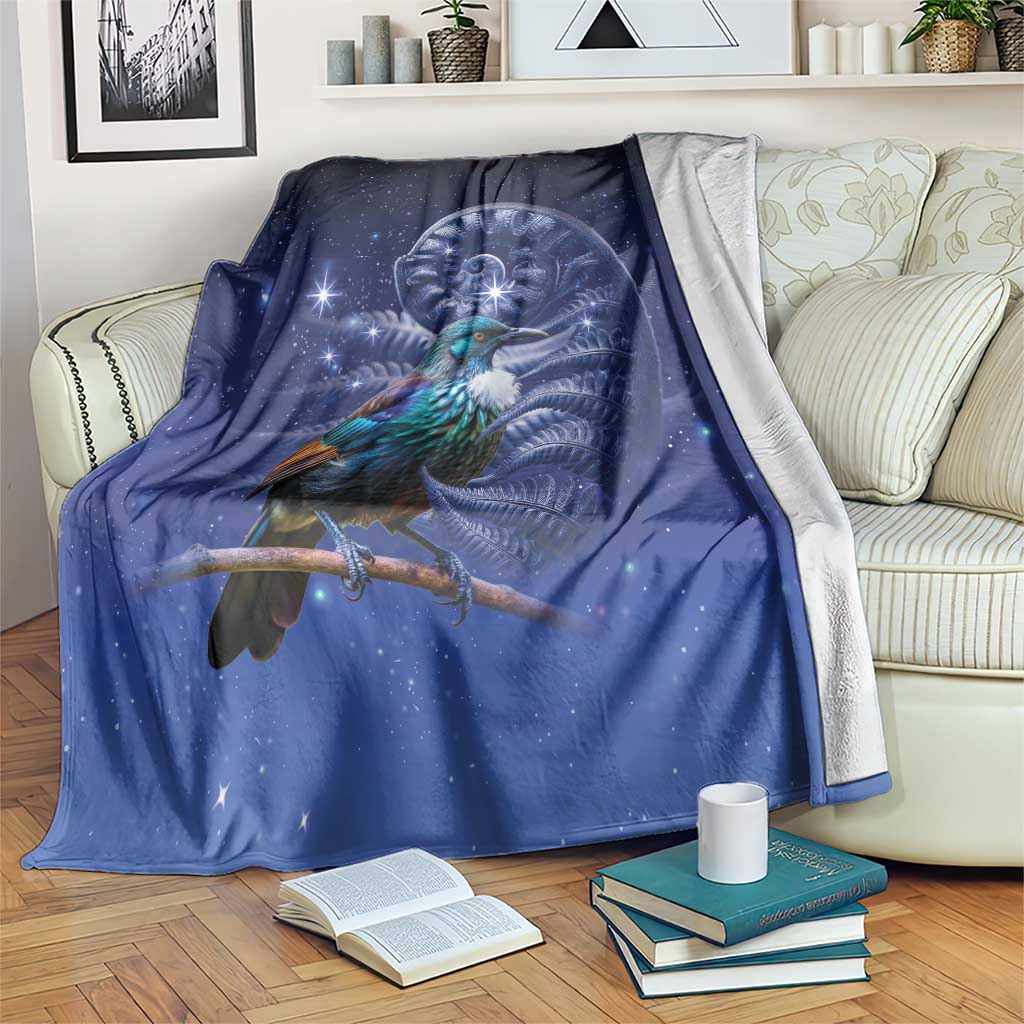 Tui Bird Matariki Galaxy Blanket Koru Silver Fern Aotearoa