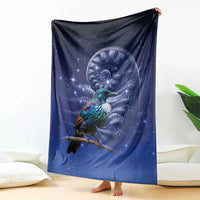 Tui Bird Matariki Galaxy Blanket Koru Silver Fern Aotearoa