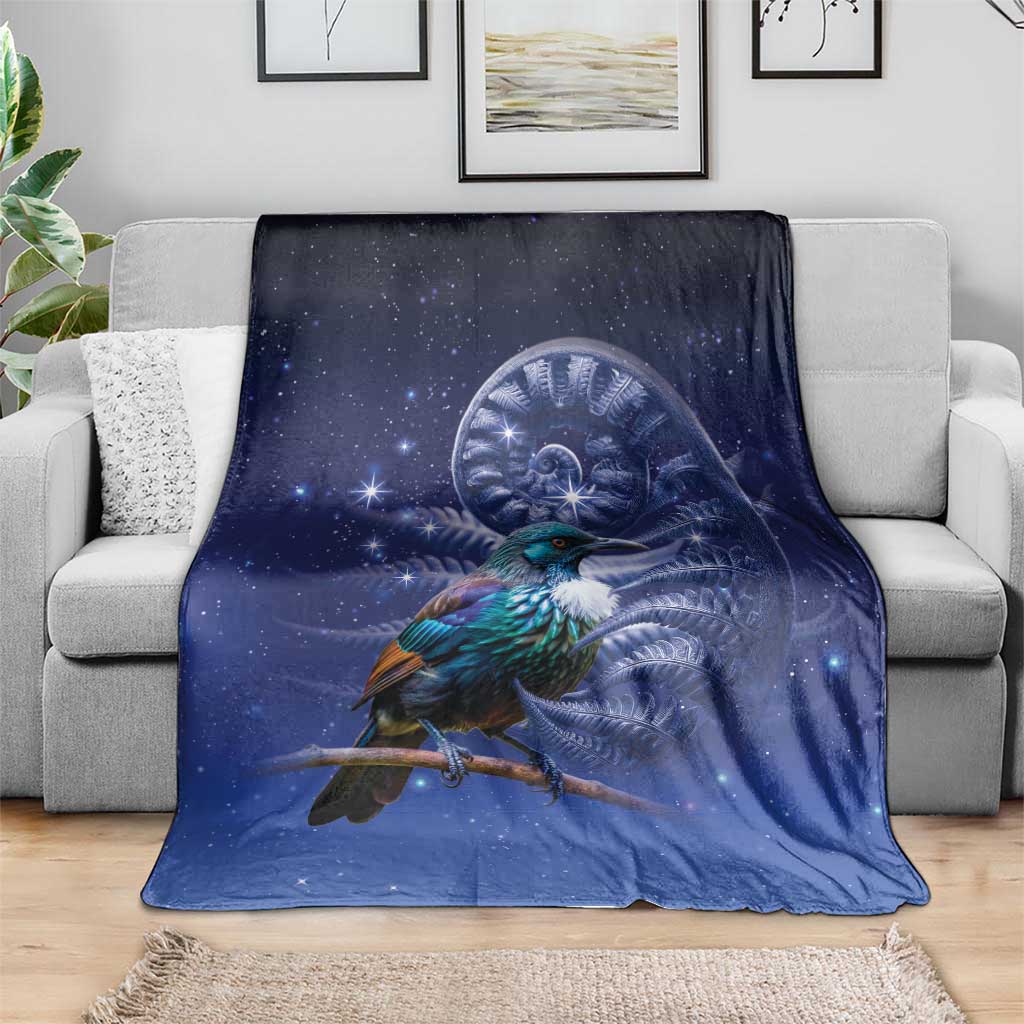 Tui Bird Matariki Galaxy Blanket Koru Silver Fern Aotearoa