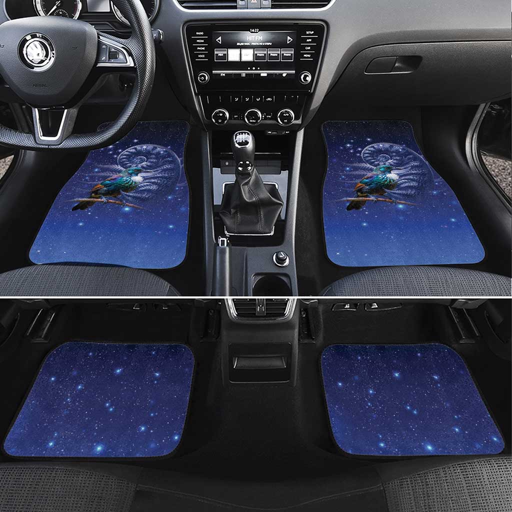 Tui Bird Matariki Galaxy Car Mats Koru Silver Fern Aotearoa