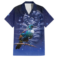 Tui Bird Matariki Galaxy Family Matching Long Sleeve Bodycon Dress and Hawaiian Shirt Koru Silver Fern Aotearoa LT9 Dad's Shirt - Short Sleeve Galaxy - Polynesian Pride