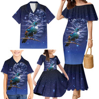 Tui Bird Matariki Galaxy Family Matching Mermaid Dress and Hawaiian Shirt Koru Silver Fern Aotearoa LT9 - Polynesian Pride