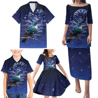 Tui Bird Matariki Galaxy Family Matching Puletasi and Hawaiian Shirt Koru Silver Fern Aotearoa LT9 - Polynesian Pride