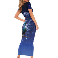 Tui Bird Matariki Galaxy Family Matching Short Sleeve Bodycon Dress and Hawaiian Shirt Koru Silver Fern Aotearoa LT9 - Polynesian Pride