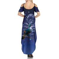 Tui Bird Matariki Galaxy Family Matching Summer Maxi Dress and Hawaiian Shirt Koru Silver Fern Aotearoa LT9 - Polynesian Pride