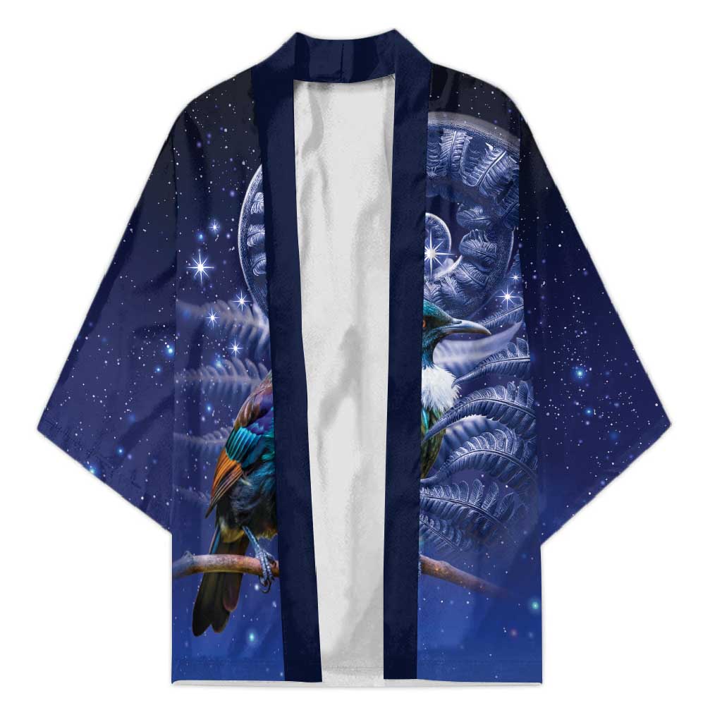Tui Bird Matariki Galaxy Kimono Koru Silver Fern Aotearoa