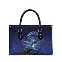 Tui Bird Matariki Galaxy Leather Bag Koru Silver Fern Aotearoa
