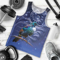 Tui Bird Matariki Galaxy Men Tank Top Koru Silver Fern Aotearoa