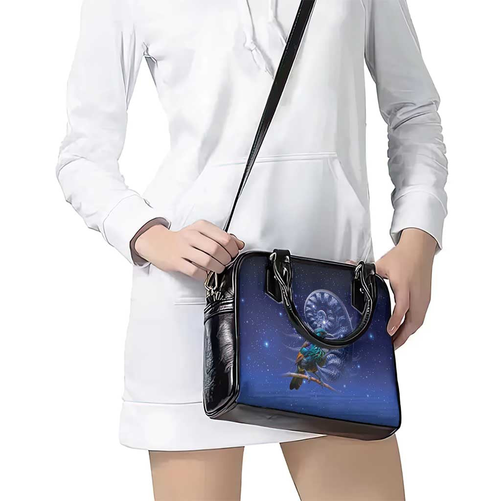 Tui Bird Matariki Galaxy Shoulder Handbag Koru Silver Fern Aotearoa
