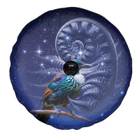 Tui Bird Matariki Galaxy Spare Tire Cover Koru Silver Fern Aotearoa