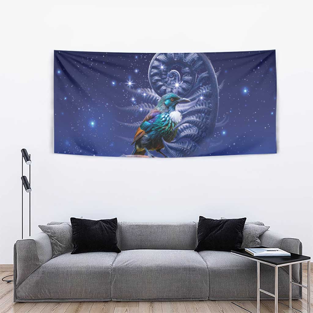 Tui Bird Matariki Galaxy Tapestry Koru Silver Fern Aotearoa