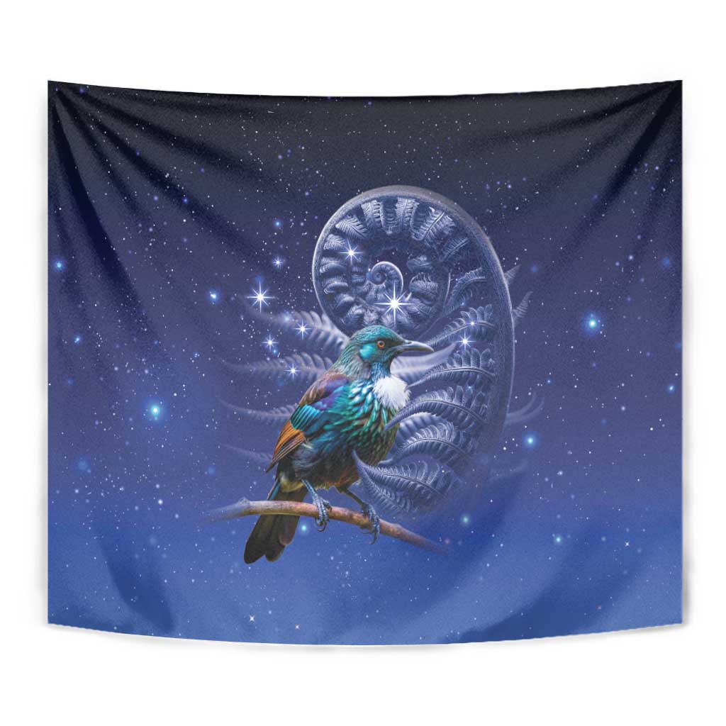 Tui Bird Matariki Galaxy Tapestry Koru Silver Fern Aotearoa