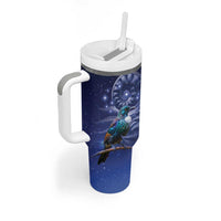 Tui Bird Matariki Galaxy Tumbler With Handle Koru Silver Fern Aotearoa