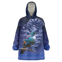 Tui Bird Matariki Galaxy Wearable Blanket Hoodie Koru Silver Fern Aotearoa