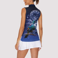 Tui Bird Matariki Galaxy Women Sleeveless Polo Shirt Koru Silver Fern Aotearoa LT9 - Polynesian Pride