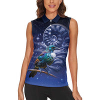 Tui Bird Matariki Galaxy Women Sleeveless Polo Shirt Koru Silver Fern Aotearoa LT9 - Polynesian Pride