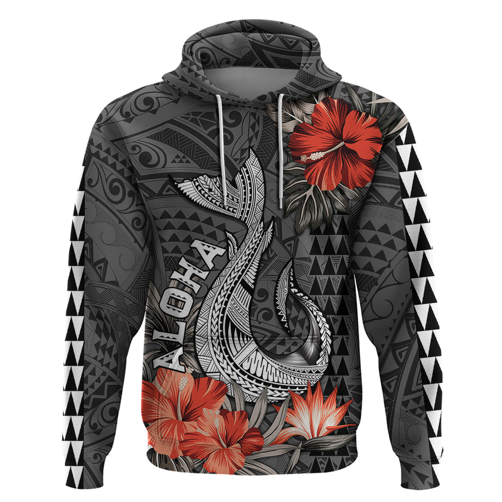 Hawaii Fish Hook Hoodie Polynesian Vintage Vibes LT9 Pullover Hoodie Black - Polynesian Pride