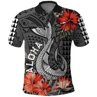 Hawaii Fish Hook Polo Shirt Polynesian Vintage Vibes LT9 Black - Polynesian Pride