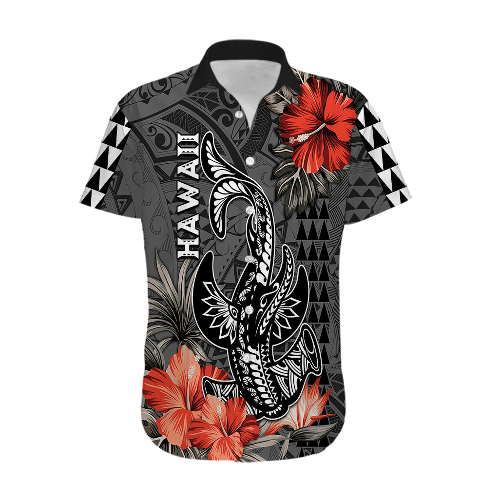 Hawaii Hammerhead Shark Hawaiian Shirt Polynesian Vintage Vibes LT9 Black - Polynesian Pride