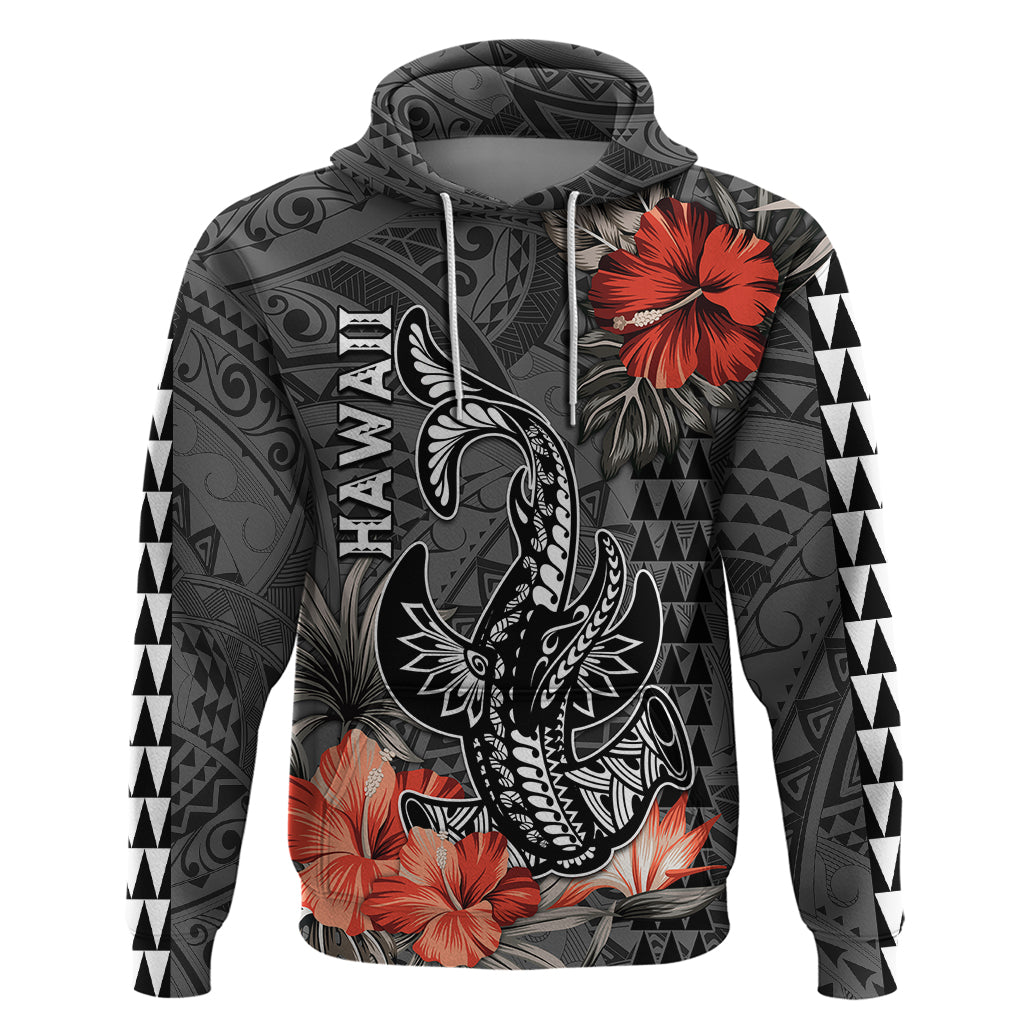 Hawaii Hammerhead Shark Hoodie Polynesian Vintage Vibes LT9 Pullover Hoodie Black - Polynesian Pride