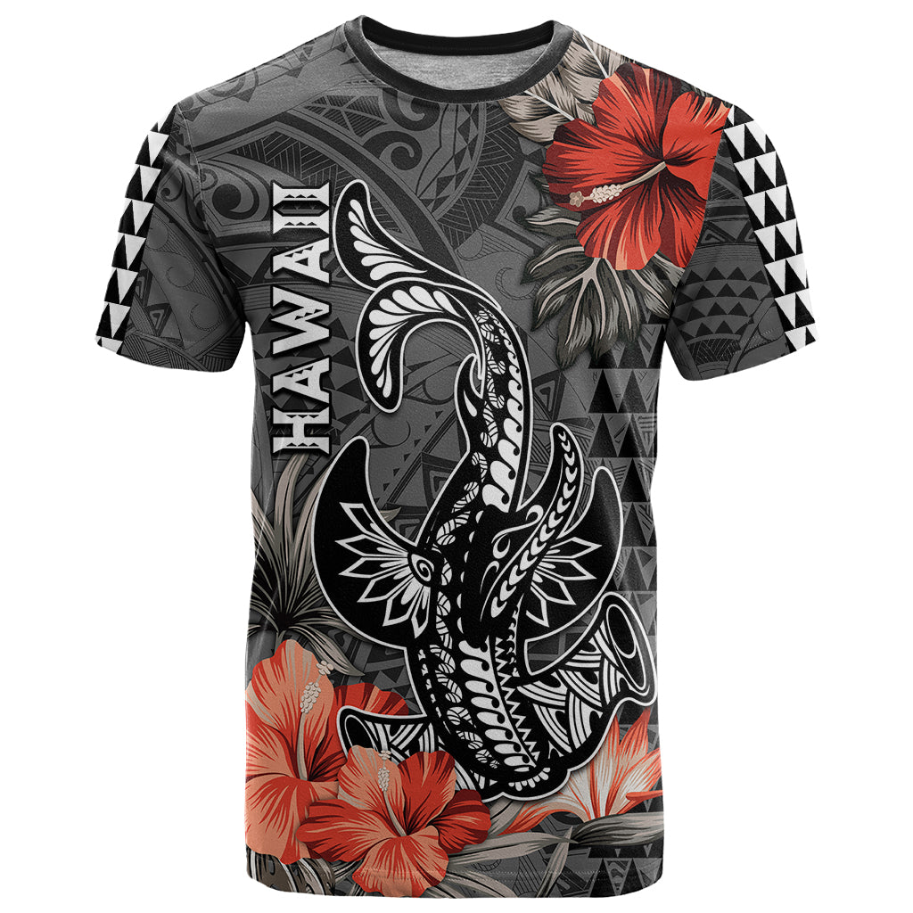 Hawaii Hammerhead Shark T Shirt Polynesian Vintage Vibes LT9 Black - Polynesian Pride